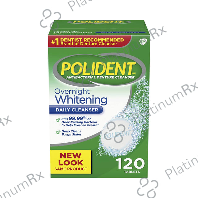 Polident Antibacterial Denture Cleanser Overnight Whitening Tablet 120s
