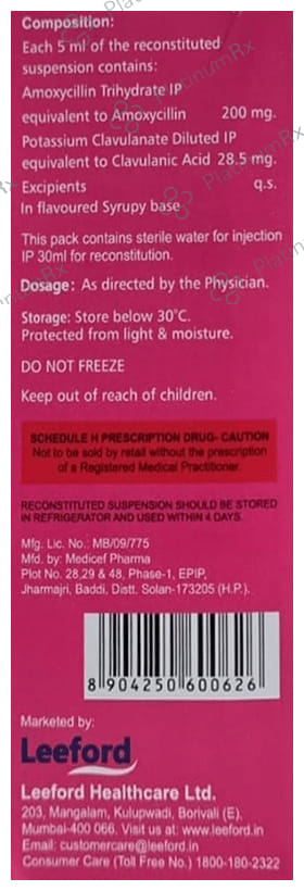 Evoxil CV 200/28.5mg Dry Syrup 30ml