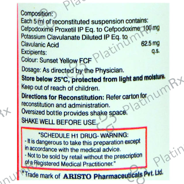 Monocef O CV 50/31.25 Pineapple Peppermint Flavour Suspension 30ml