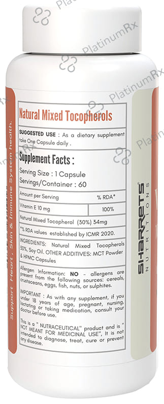 Sharrets Nutritions Natural Vitamin E Veg Capsule 60s