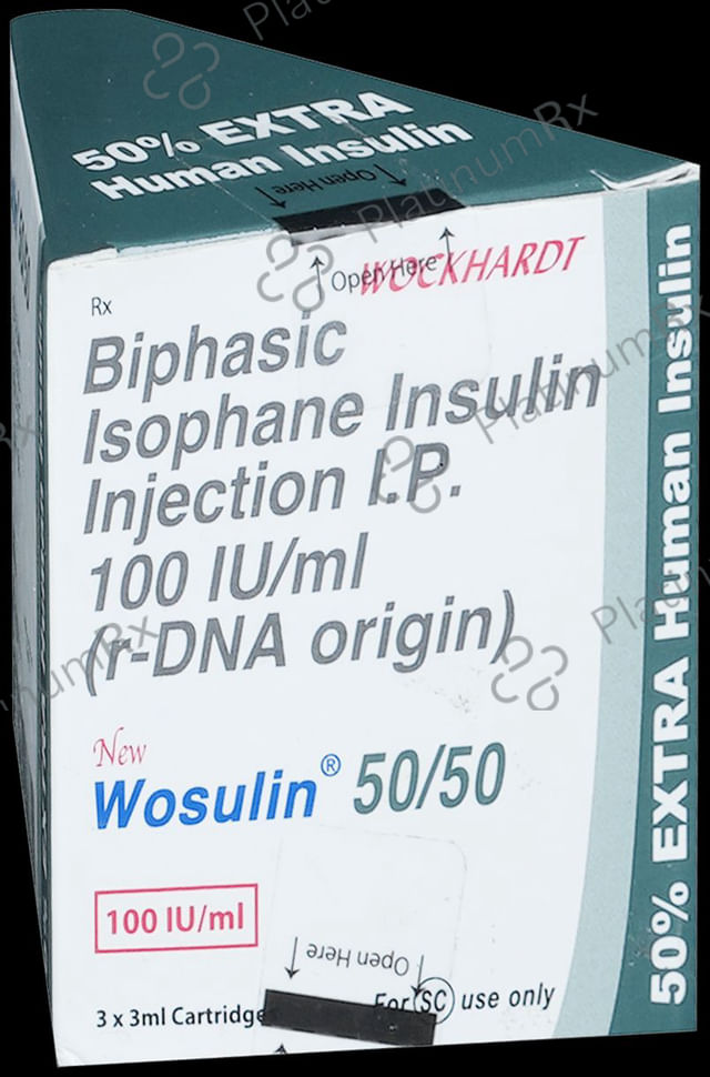 Wosulin 50/50 (100 IU/ml) (1*3ml Disposable Pen) 3 ml Solution For Injection Cartridge