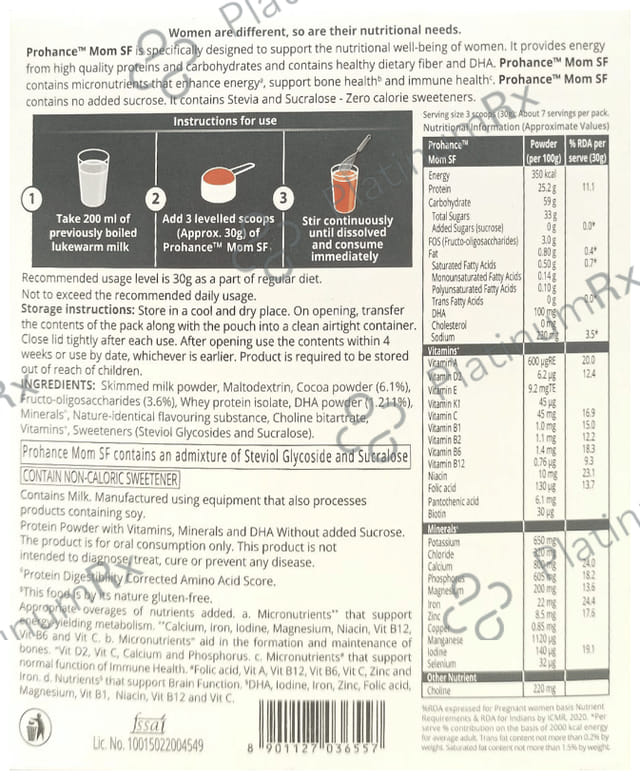 Prohance Mom Sf Chocolate Flavous Powder 200gm