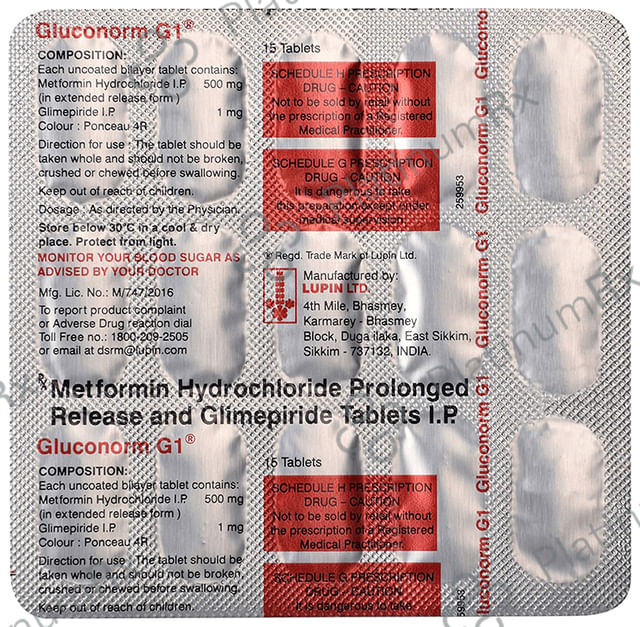 Gluconorm G 1 1/500mg Tablet PR 15s