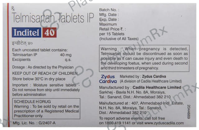 Inditel 40mg Tablet 15s