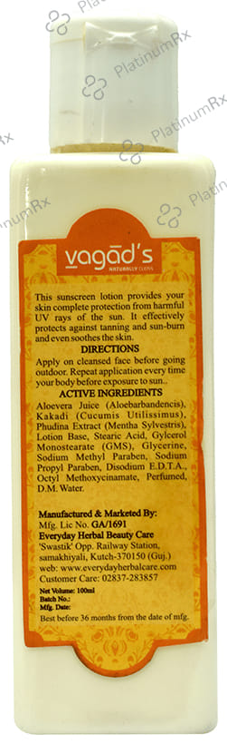 Vagads Khadi India Ayurvedic Sunscreen Lotion 100ml