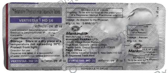 Vertistar MD 16mg Tablet DT 10s