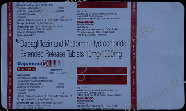 Dapamac M 10/1000mg Tablet ER 10s