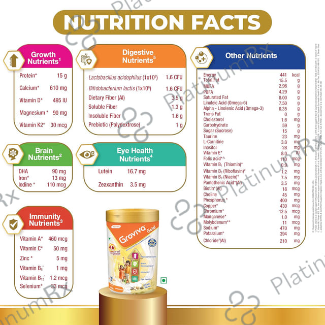 Groviva Gold Vanilla Flavour Powder 400gm