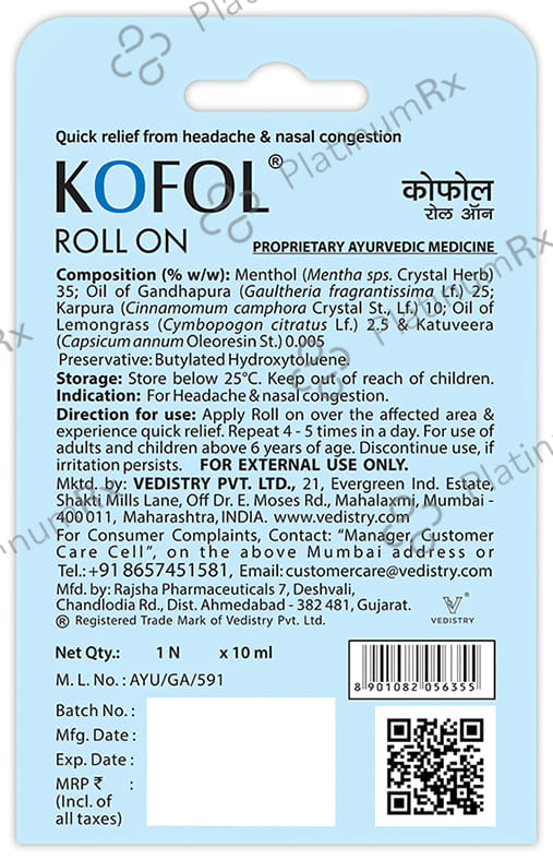 Kofol Ayurvedic Roll On for Headaches