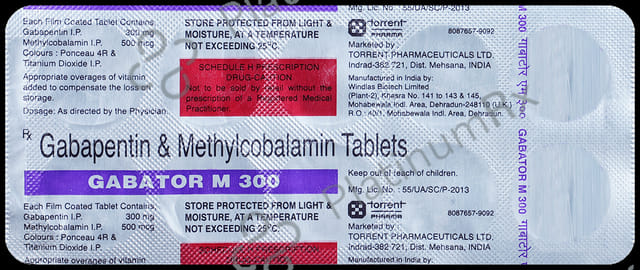 Gabator M 300mg/500mcg Tablet 10s