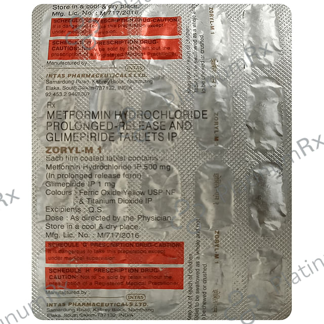 Zoryl M 1/500mg Tablet PR 20s