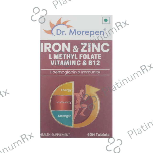 Dr. Morepen Iron & Zinc with Vitamin C & B12 - For Fatigue Reduction, Energy & Haemoglobin - Tablet