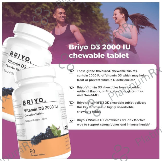 Briyo Vitamin D3 2000IU Chewable Tablet 90s