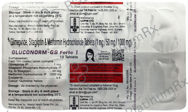 Gluconorm GS Forte 1/1000/50mg Tablet 10s