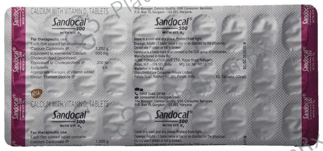 Sandocal 500 with Vit. D3 Tablet 30s