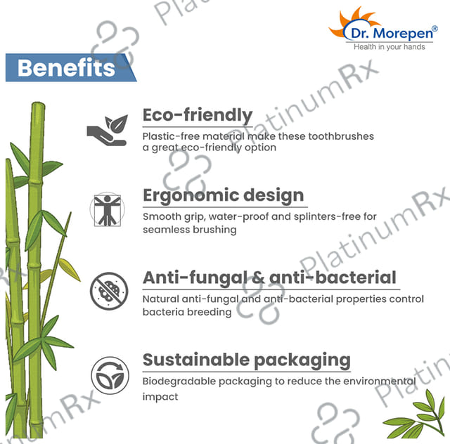 Dr. Morepen Organic Bamboo Toothbrush Adult Soft Blue