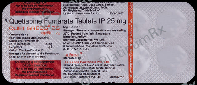 Quetigress 25mg Tablet 10s