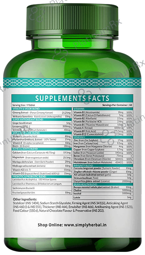 Simply Herbal Multivitamin with Probiotics & Ashwagandha Tablet