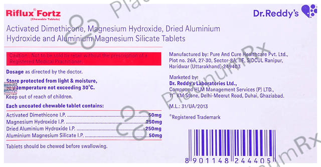 Riflux Fortz 250/50/250mg Chewable Tablet 15s