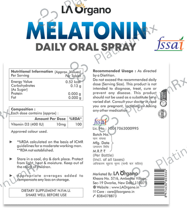 LA Organo Melatonin Daily Oral Spray