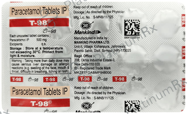 T 98 500mg Tablet 15s