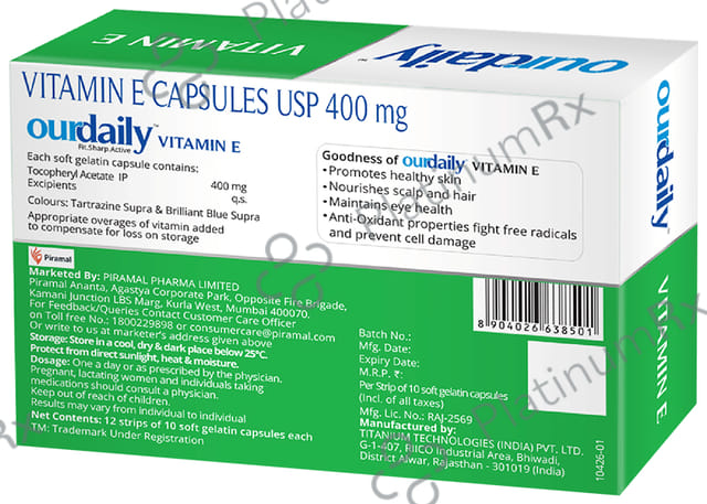 OurDaily Vitamin E 400mg Soft Gelatin Capsule 10s