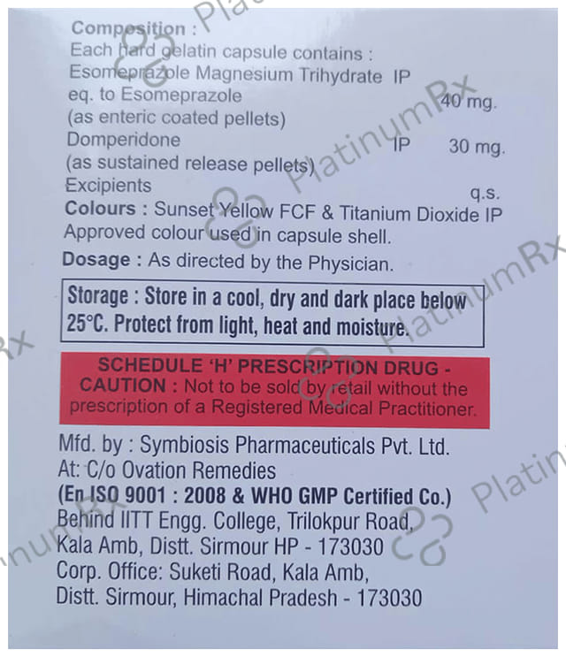 Esozet D 30/40mg Capsule SR 10s