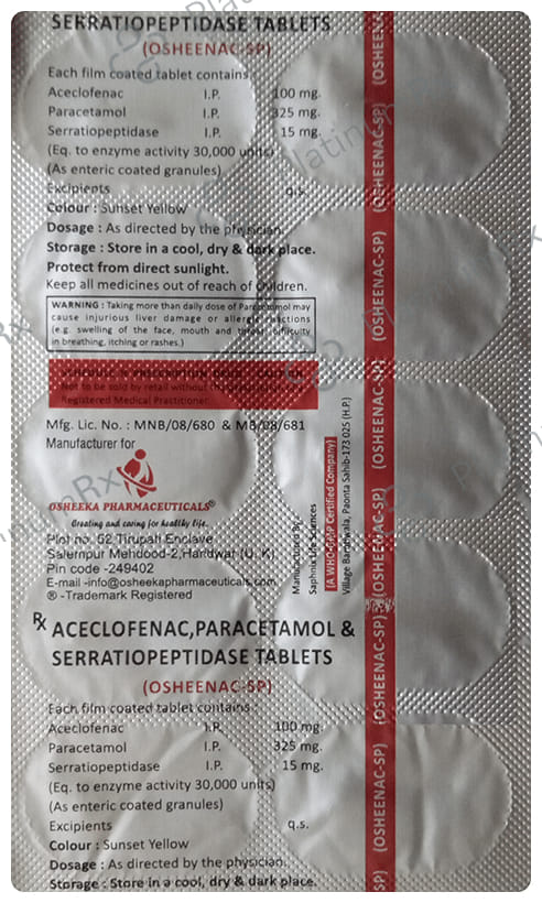 Osheenac SP 325/15/100mg Tablet 10s