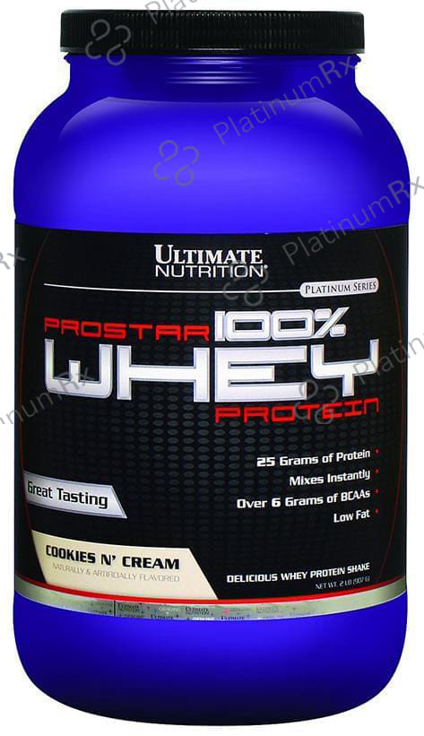 Ultimate Nutrition Prostar 100% Whey Protein for Muscle Recovery - Flavour Cookies & Cream Powder 2 lb