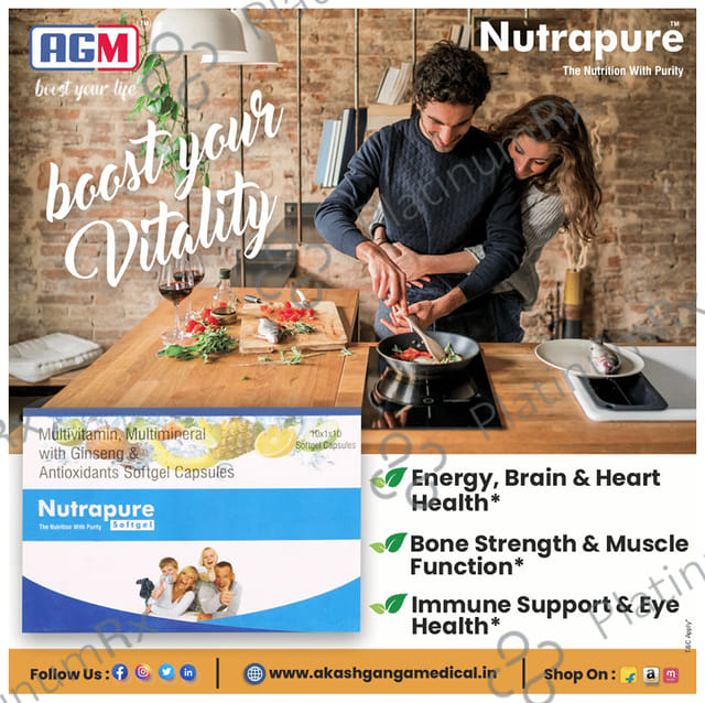 Nutrapure Multivitamin, Multimineral with Ginseng & Antioxidants Softgel Capsule (10 Each) 1 Strip