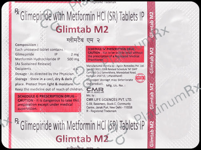 Glimtab-M 2mg/500mg Tablet SR 10s