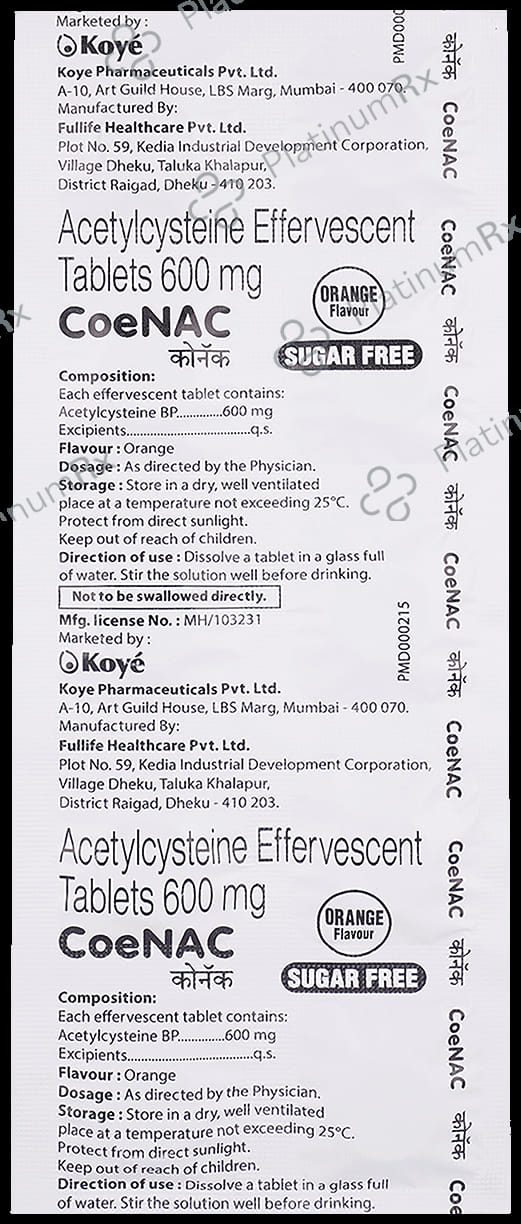 Coenac 600mg Effervescent Tablet 10s