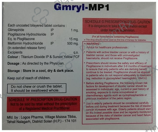Gmryl MP 1mg Tablet ER 10s
