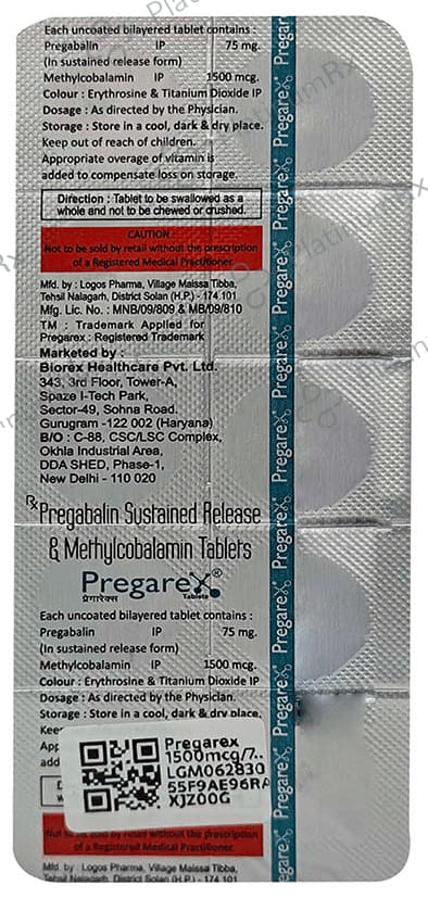 Pregarex 1500mcg/75mg Tablet SR