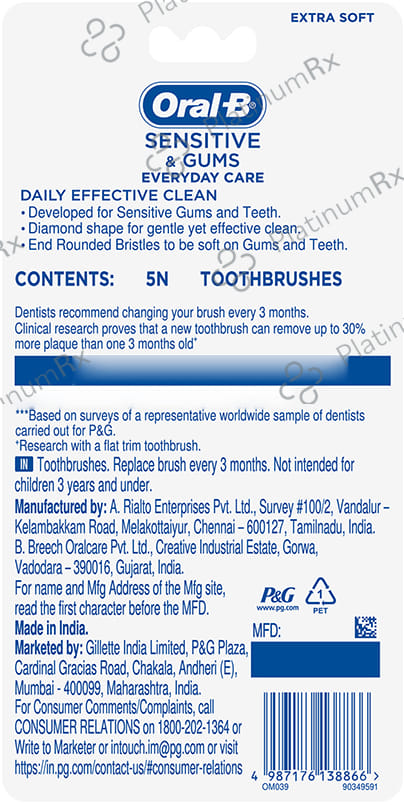 Oral-B Sensitive & Gums Everyday Care Toothbrush Multicolor