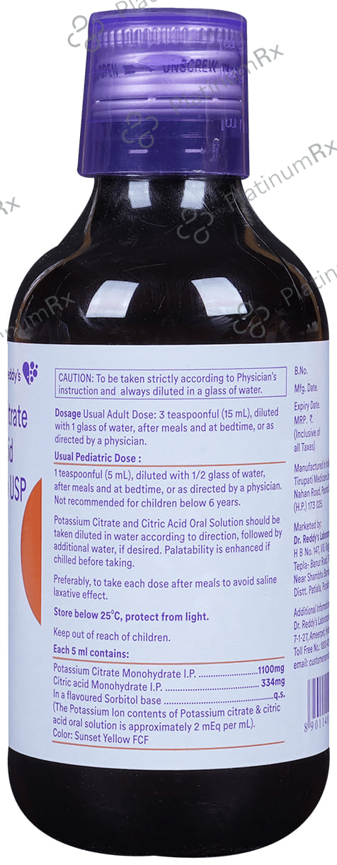 K Cit 1100/334mg Oral Solution 200ml