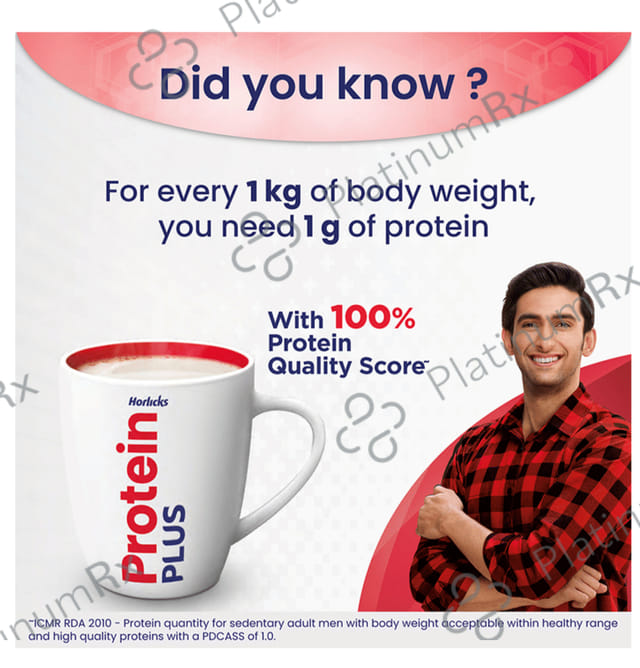 Horlicks Protein Plus with Triple Protein Blend of Soy, Whey, Casein - No Added Sugar - Flavour Chocolate