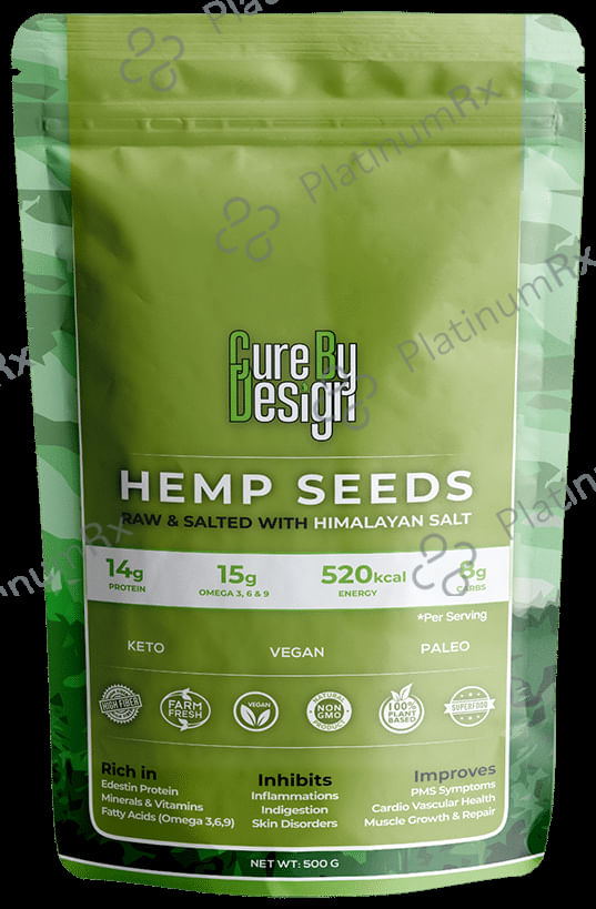 Cure By Design Hemp Seeds Raw & Salted with Himalayan Salt 500 gm