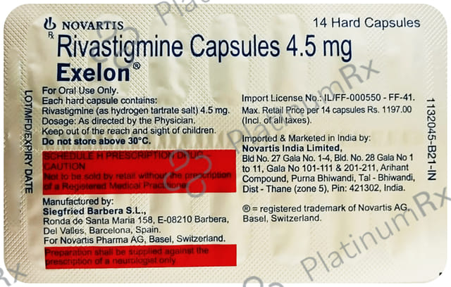 Exelon 4.5mg Capsule 14 capsules