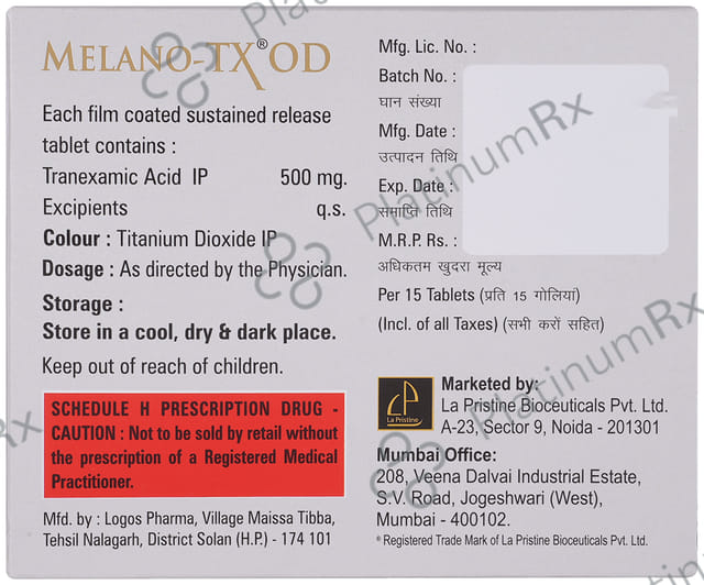 Melano TX OD 500mg Tablet SR 15s