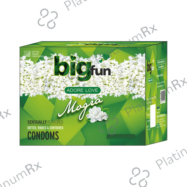 Bigfun Sensually Flavored Dotted, Ribbed & Contoured Mogra Flavour Condom 10s