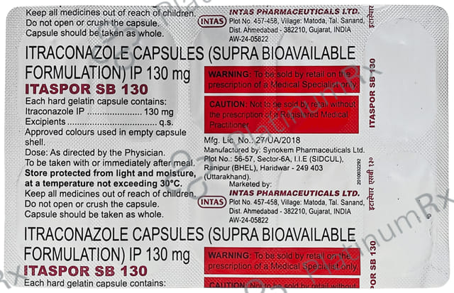 Itaspor SB 130mg Capsule 10s