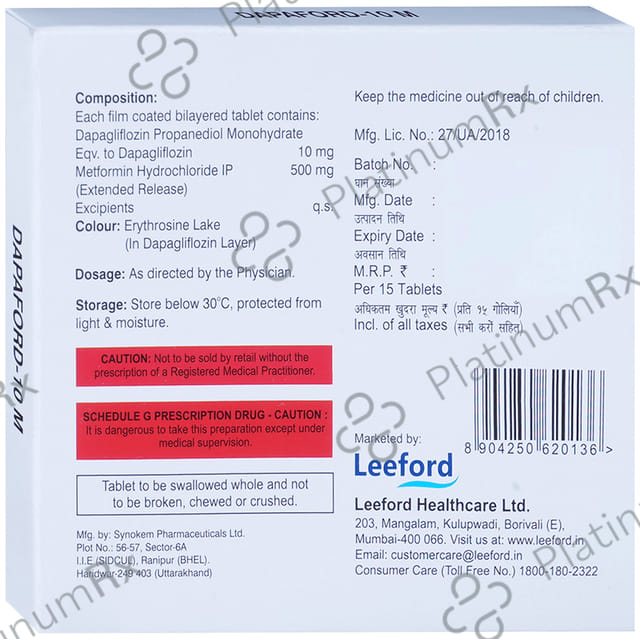 Dapaford M 10/500mg Tablet ER 15s