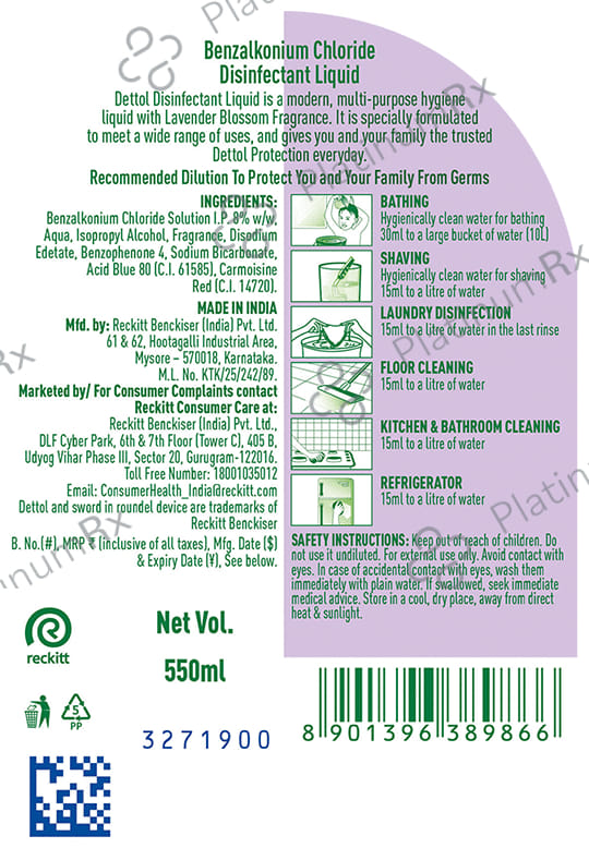 Dettol Multi Purpose Disinfectant Liquid Lavender Blossom 550ml