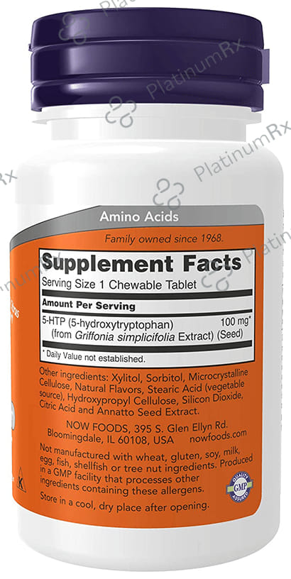 Now Foods 5-HTP 100mg Chewable Natural Citrus Tablet 90s