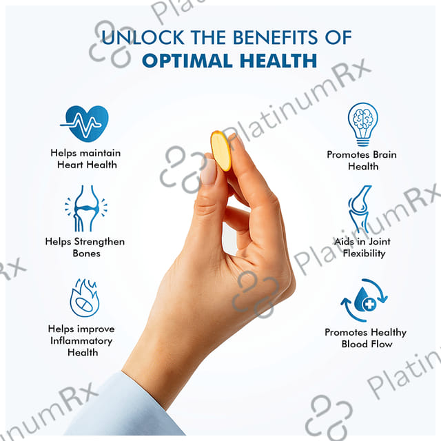 Dr. Morepen Triple Strength Omega 3 Fish Oil 1250mg - Softgel for Heart, Brain & Joints 60 Soft Gelatin Capsule