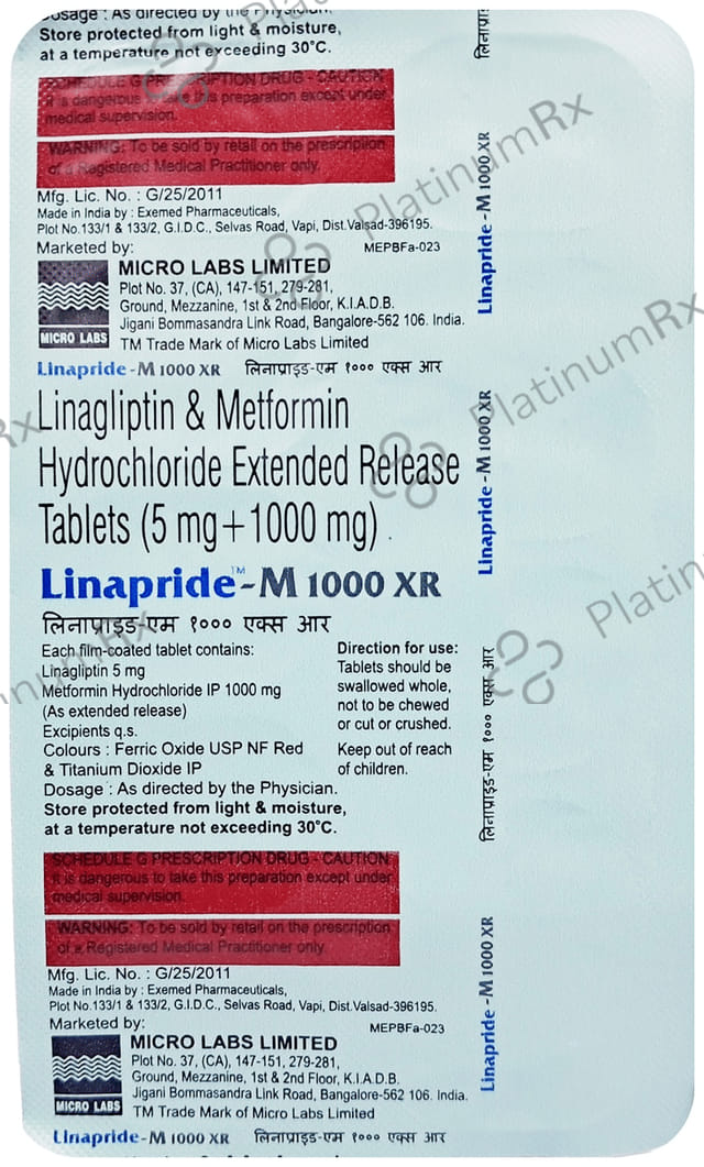 Linapride M XR 1000/5mg Tablet ER 10s