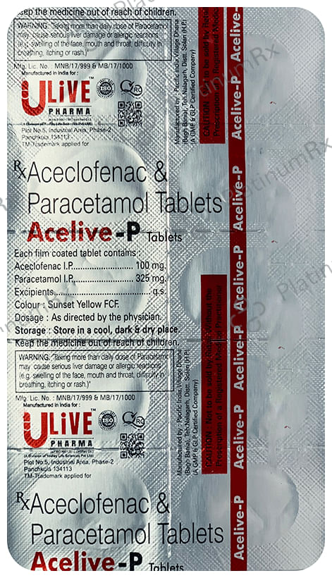 Acelive P 100/325mg Tablet 10s Ulive Pharma