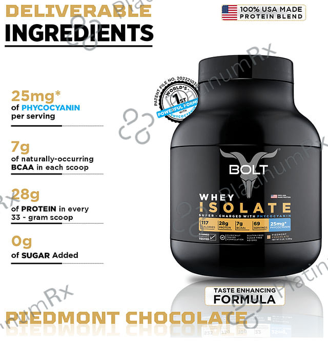 Bolt Whey Isolate Powder Piedmont Chocolate 5 lb