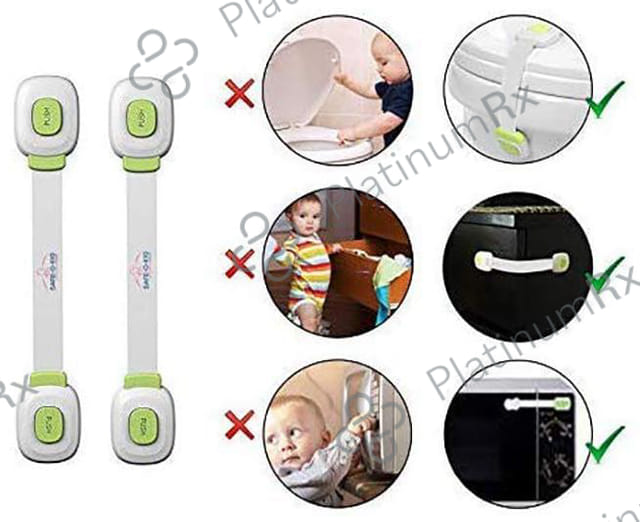 Safe-O-Kid Single Key Multifunctional Cabinet/Drawer Lock Green 8 units